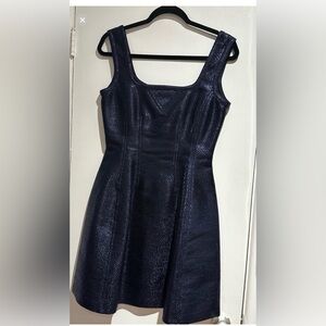 Carven Midnight Blue Textured Midi Dress